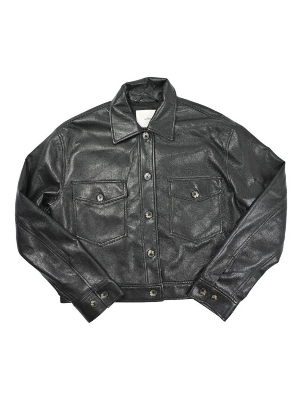 Aritzia Wilfred Autumn Faux Leather Shirt Jacket in Black
